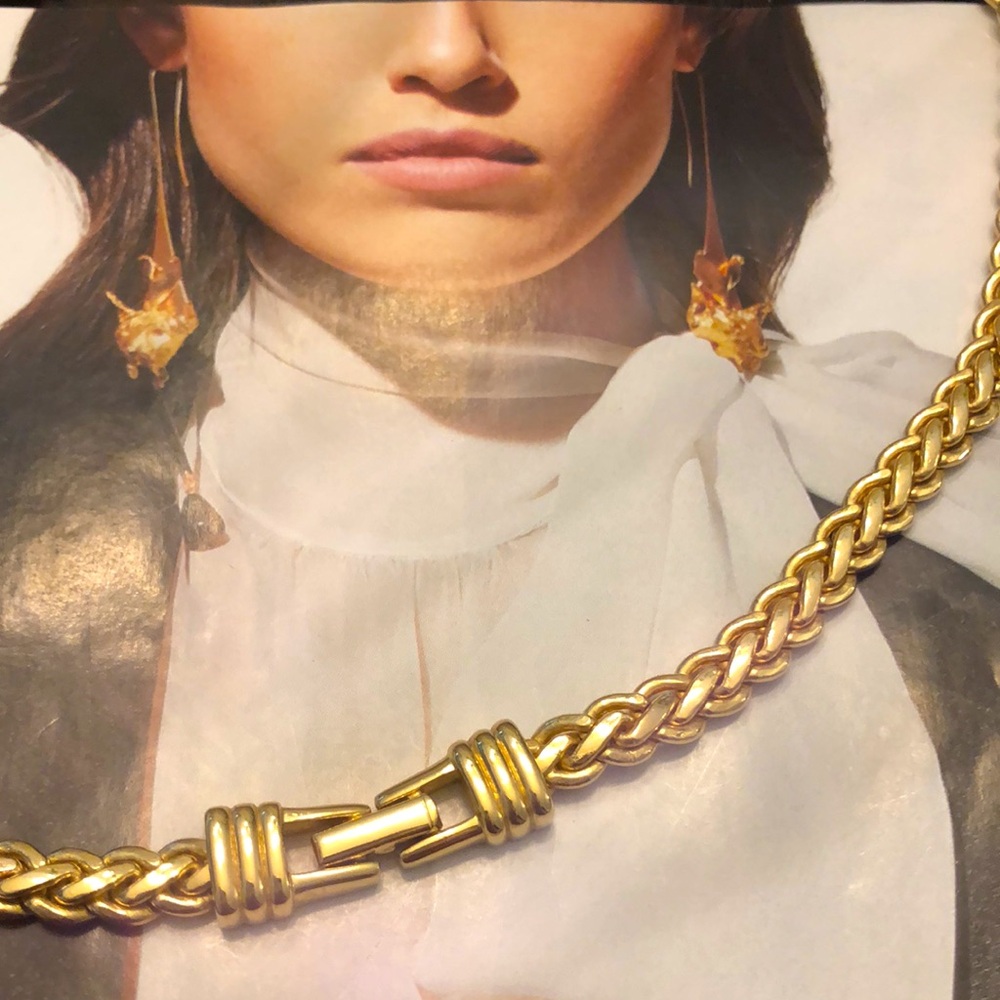 Swarovski Xs and Os Rhinestone Necklace Gold Plated, Austrian Crystal - Picture 3 of 6